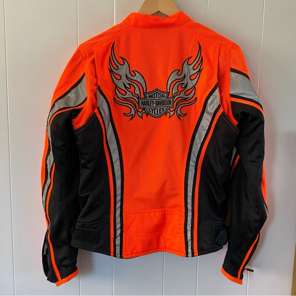 Harley Davidson High Visibility Reflective Motorcycle Jacket Orange Riding Biker
